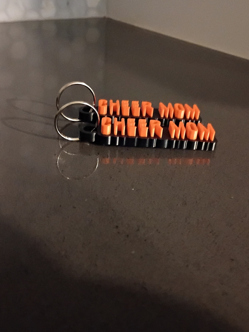 Cheer Mom Black and Orange Keychain - Picture 3 of 3